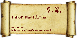 Imhof Madléna névjegykártya